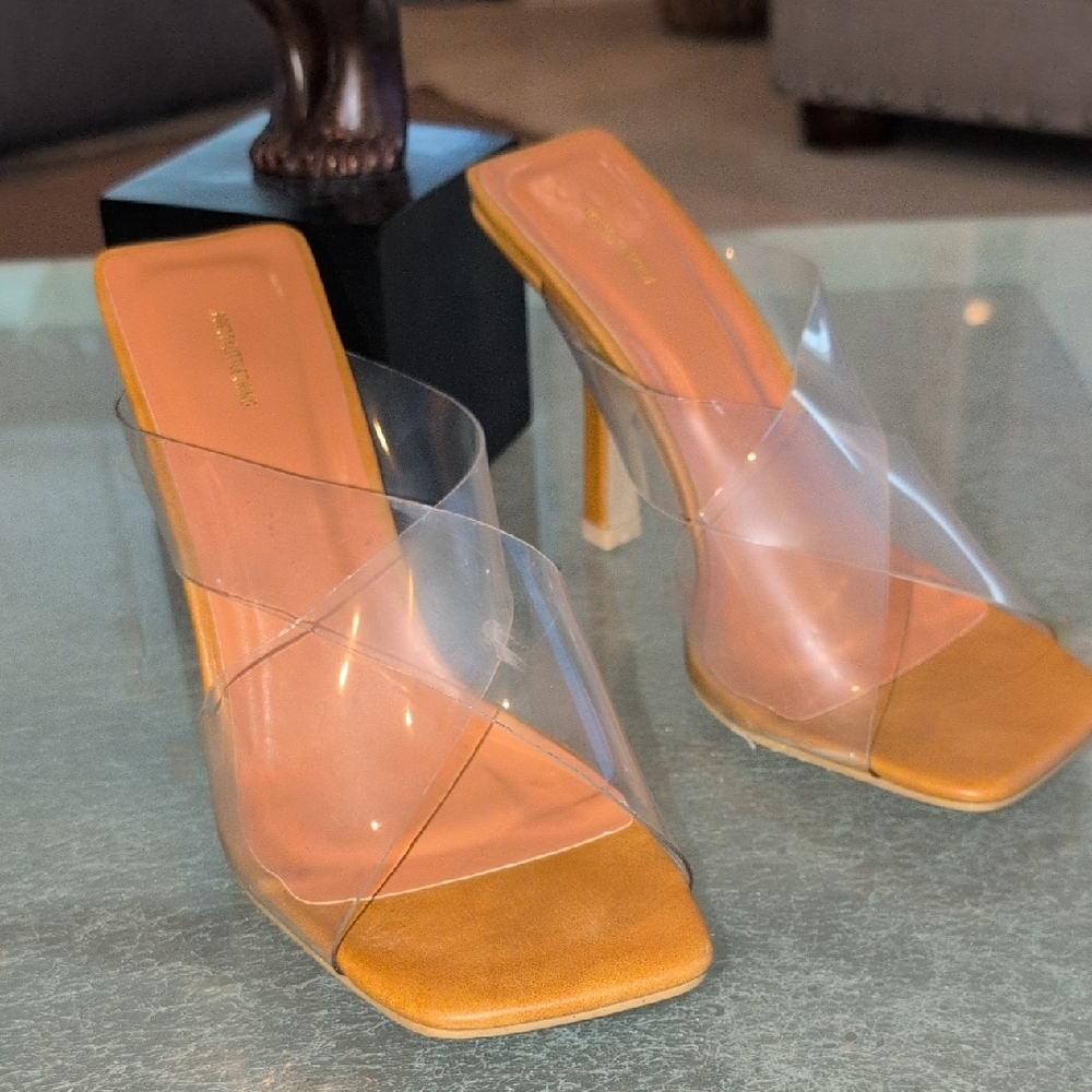 Transparent Heeled Mules